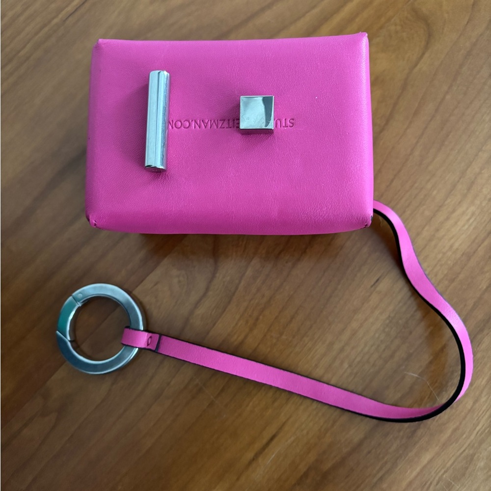 NWOT Stuart Weitzman Fuscia Smooth Calf Micro Mini bag Shoebox Clutch - Picture 5 of 8